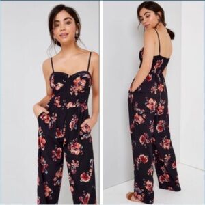 BAND OF GYPSIES CORSET FLORAL SPAGHETTI STRAPS JUMPSUIT WITH POCKETS SIZE XL